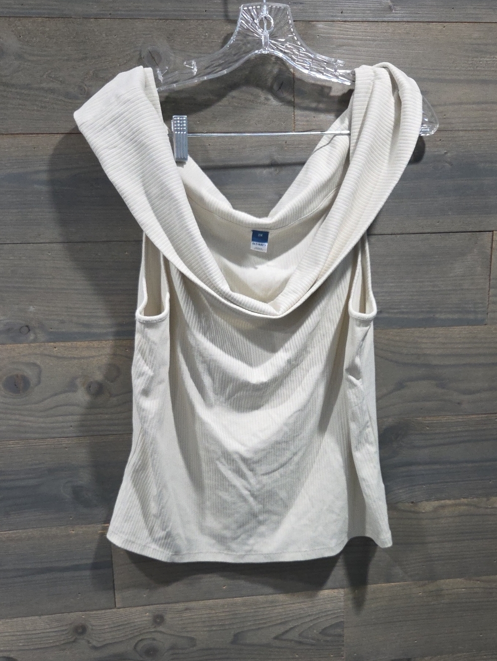 Old Navy Cream Ribbed Cowl Neck Tank